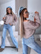 Knitted sweater "ROSETTE Y25008" - CAPPUCCINO